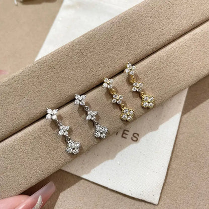 Lucky Trio Drops-Sterling Silver Three Clover Earrings,Minimalist Everyday Sparkle