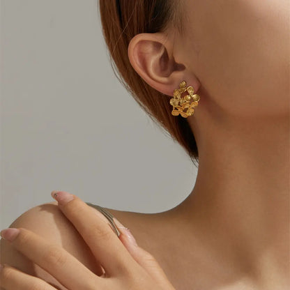Vintage Camellia Stud Earrings