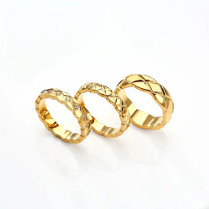 Crisscross Lattice Ring Set
