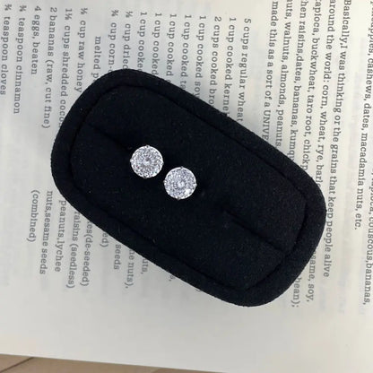 Scintilla Studs – Sterling Silver 8mm Nest Cut Cubic Zirconia Four-Prong Earrings for Lobe and Cartilage